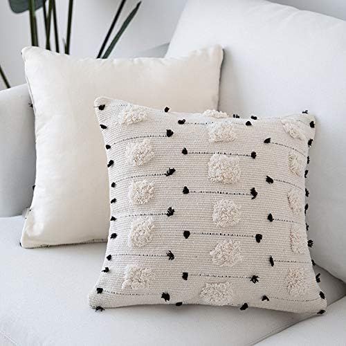 cygnus Farmhouse Throw Pillow Covers 18x18 Boho Decorative Black and Beige White Accent Pillows C... | Amazon (US)