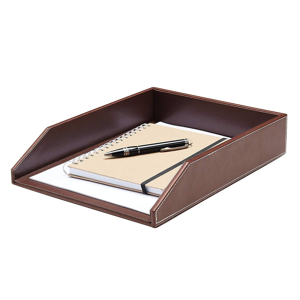 Gallaway Leather Letter Tray Desk Organizer - Paper Tray for Desk,Premium PU Leather Tray Perfect... | Amazon (US)