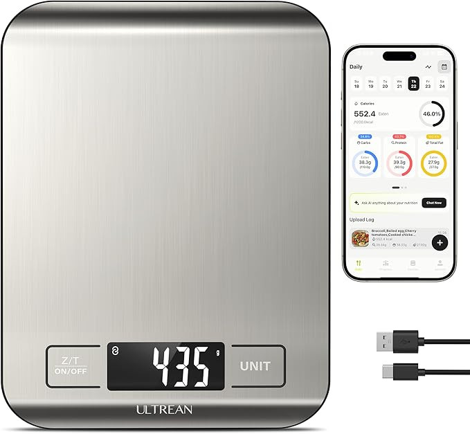 Ultrean Smart Food Kitchen Scale with Nutritional Calculator, App for Macro & Calorie Tracking, A... | Amazon (US)
