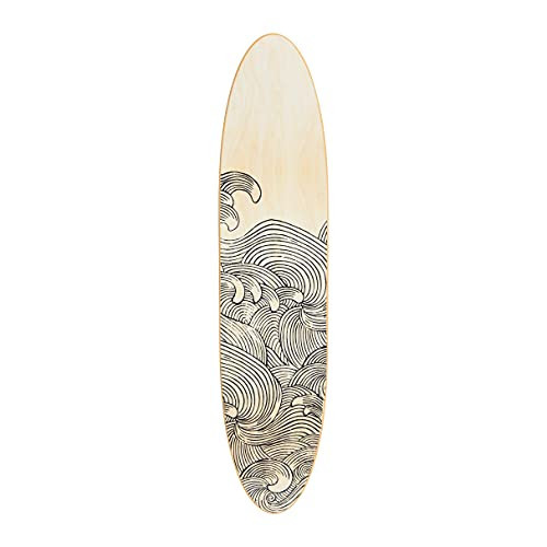 Creative Co-Op Coastal Decorative Surfboard Wall Décor, Wave Design Overlaid On Natural Wood, Hangs Vertical or Horizontal | Amazon (US)