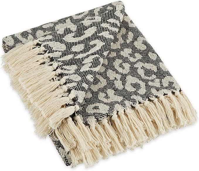DII Bold Eclectic Leopard Woven Throw, 50x60, Black with White Spots | Amazon (US)
