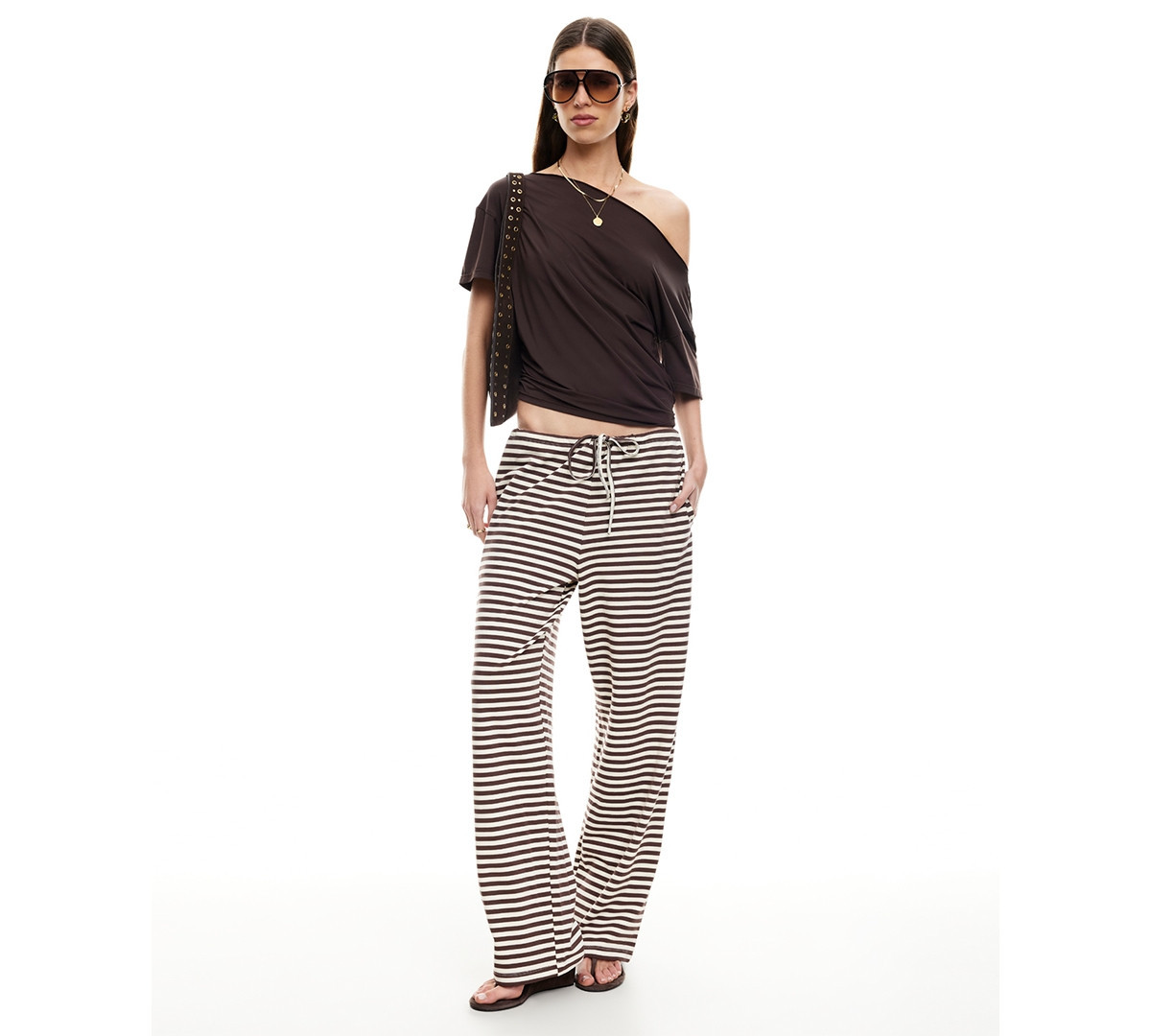 Lioness Women's Bloom Pull-On Pants - Dark Chocolate Stripe | Macy's