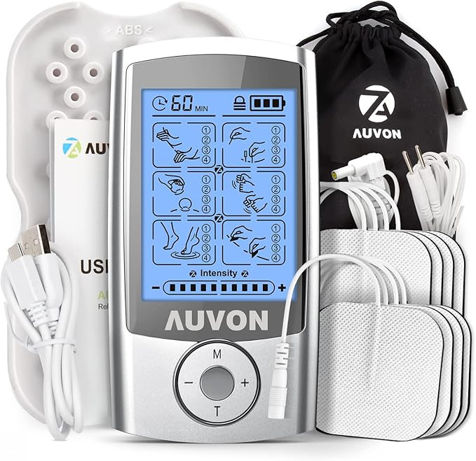 AUVON Rechargeable TENS Unit Muscle Stimulator, 24 Modes 4th Gen TENS Machine with 8pcs 2"x2" Pre... | Amazon (US)