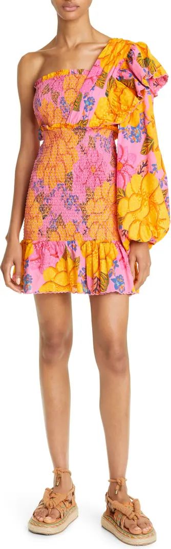 Flowers Garden One-Shoulder Smocked Minidress | Nordstrom