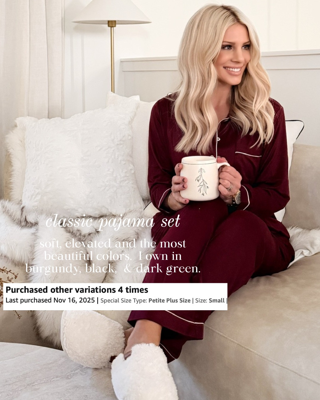 CLASSIC PAJAMA SET — SOFT, ELEVATED, BEAUTIFUL COLORS! This classic pajama set is soft, elevated, and truly one of the prettiest lounge pieces you can own. The fabric is lightweight and comfortable, and the color range is stunning. I own it in burgundy, black, and dark green because it washes well, wears beautifully, and feels far more expensive than it is. A timeless, gift-worthy set you’ll want in multiple colors.

#Amazon #TheHillaryStyle #CozyStyle #LoungeWear #HolidayGifts #AmazonFashionFinds #ElevatedBasics #EverydayComfort #WinterStyleInspo #ChicAtHome 

 #LTKmomlife #LTKSeasonal #LTKOver40