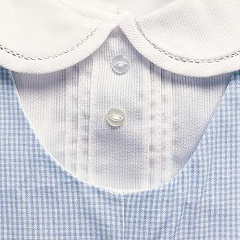 Petit Ami Baby Boys' Side Tab Pintuck Gingham Romper, Blue | Amazon (US)