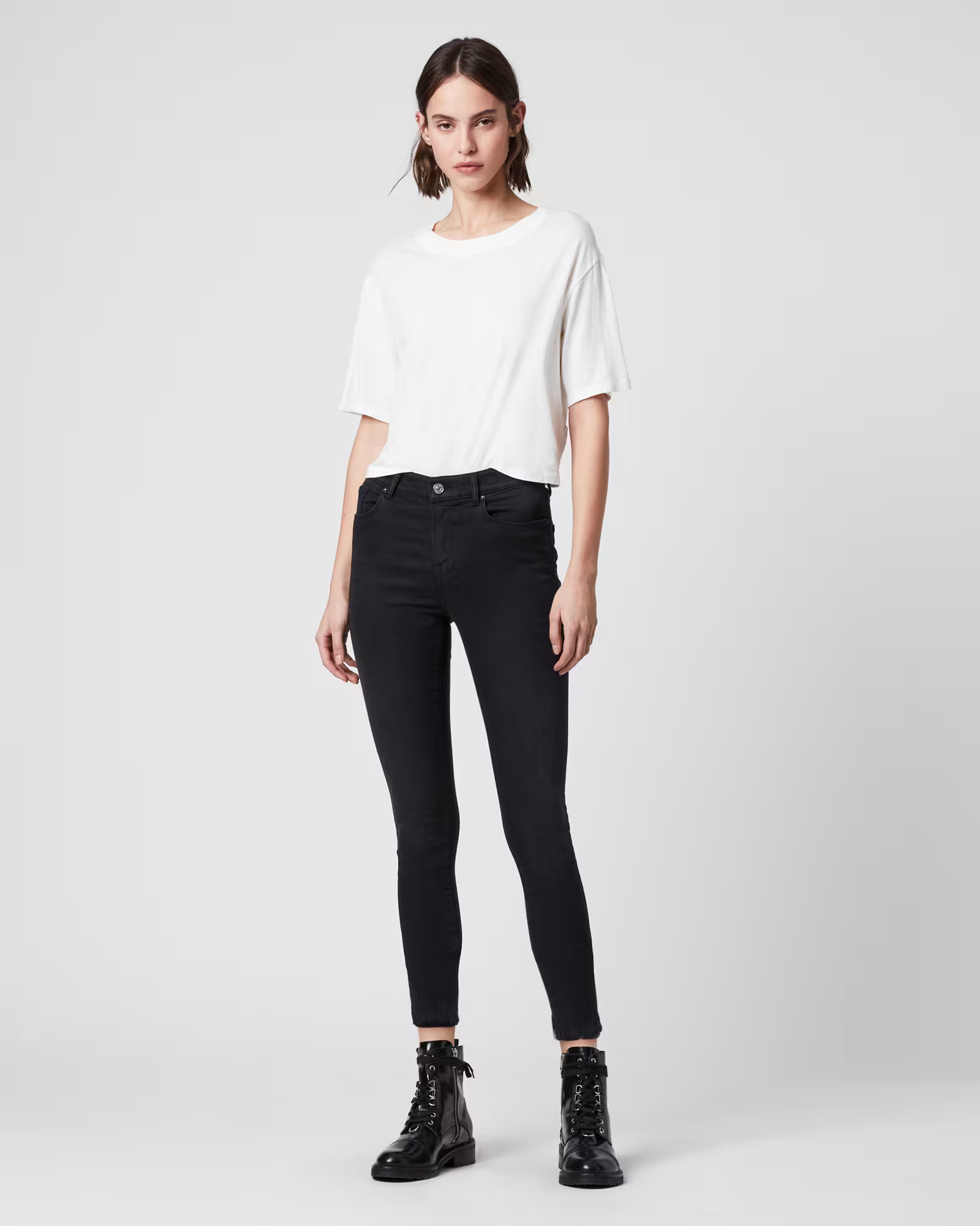 AllSaints Miller Mid-Rise Superstretch Cropped Skinny Jeans | AllSaints US