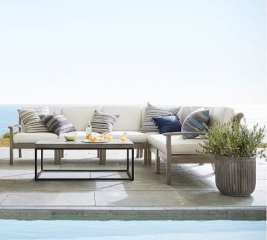 Chatham FSC® Mahogany 6-Piece Sectional, Gray | Pottery Barn (US)