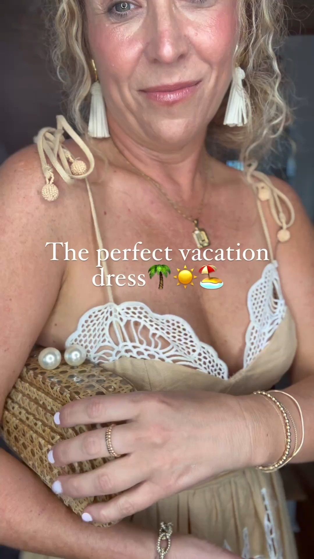 The perfect vacation or event dress for summer!  The details are gorgeous - lace trim, ties on shoulders and gorgeous linen fabric with details!

This dress can be worn to a wedding, event or vacation for summer!

I'm wearing a small! And I'm 5'1"

#LTKOver40 #LTKPetite #LTKTravel