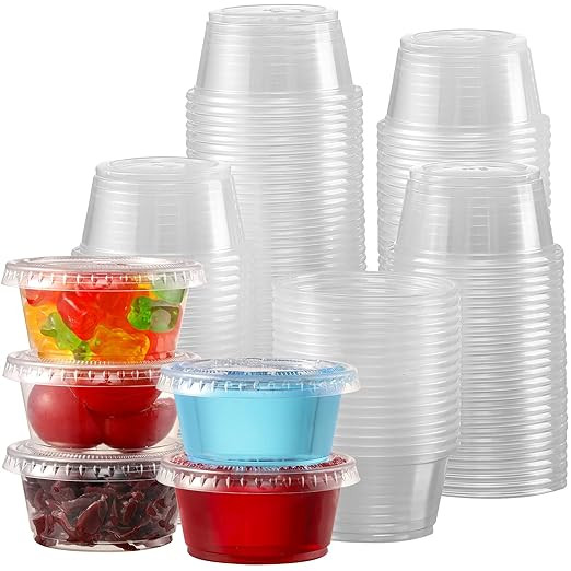 VITEVER 130 sets - 2 oz Jello Shot Cups, Small Plastic Containers with Lids, Airtight and Stackab... | Amazon (US)