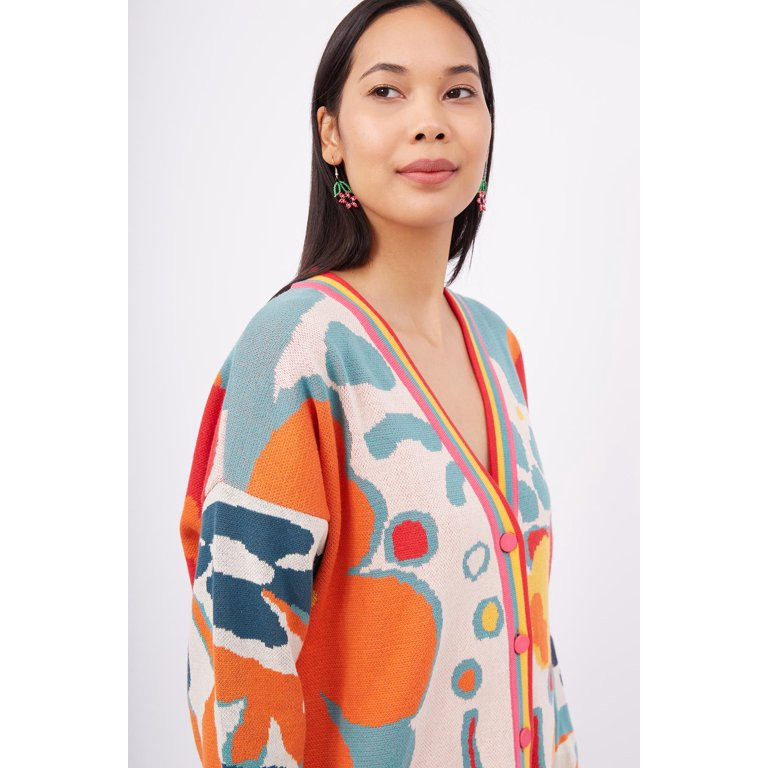 Peraluna SUNLIGHT CARDIGAN Floral Jacquard Patterned Loose Cut Women's Knitwear Cardigan | S/M - ... | Walmart (US)