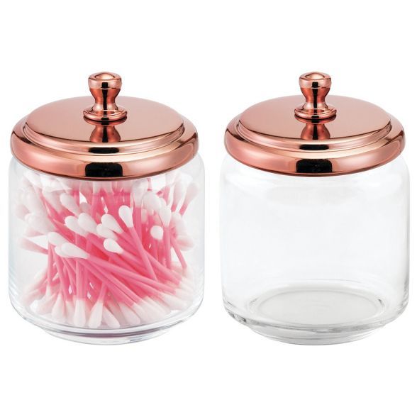 mDesign Glass Vanity Storage Organizer Canister Jar, 2 Pack | Target