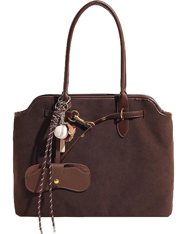 Eslcorri Suede Tote Bag for Women, Vintage Suede Purse Retro Top Handle Handbag Crossbody Shoulde... | Amazon (US)