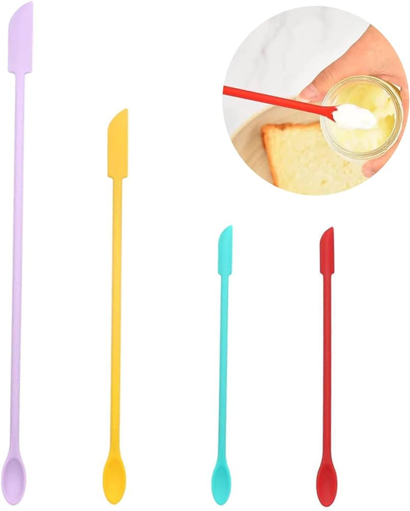Mini Silicone Spatula Set, Small Rubber Spatula for Makeup, Thin Jar Scraper for Kitchen(4, CANDY... | Amazon (US)
