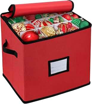 BINSUNS Christmas Ornament Storage Box, Christmas Storage Containers Organizer Bag with Dividers ... | Amazon (US)
