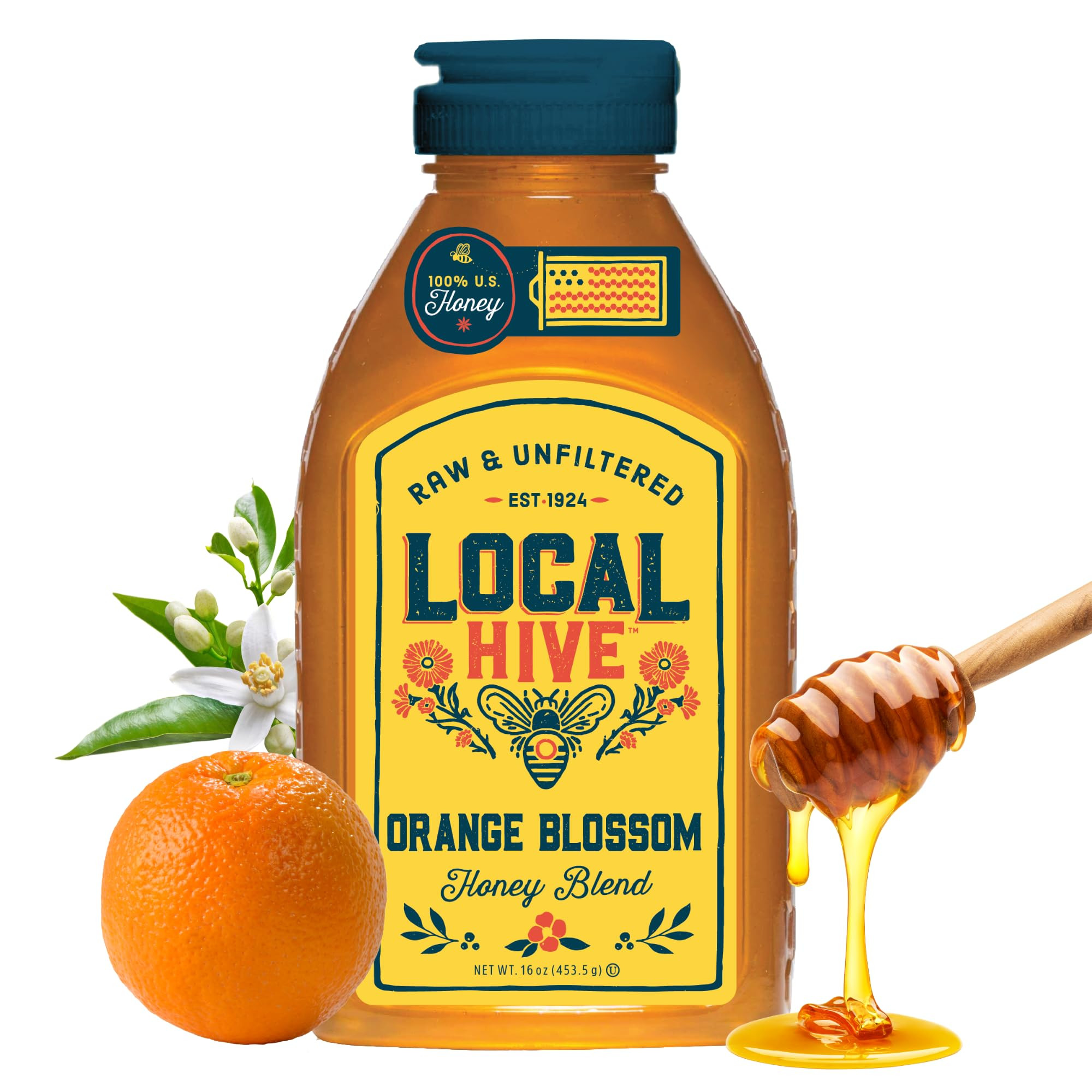 Local Hive Orange Blossom Raw & Unfiltered – 16 oz | 100% Pure U.S. Honey | Natural Sweetener S... | Amazon (US)
