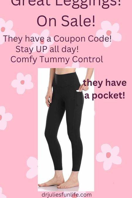 Terrific deal ! My favorite black leggings! They are comfy and they stay UP all day. They have a pocket for your phone and they are buttery soft. Best of all they are ON SALE AND THERE’s a coupon code when you click on the item !

#LTKfitness #LTKActive #LTKfindsunder50