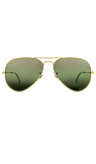 Metal Aviator in Legend Gold & Gradient Dark Green Mirror | Revolve Clothing (Global)
