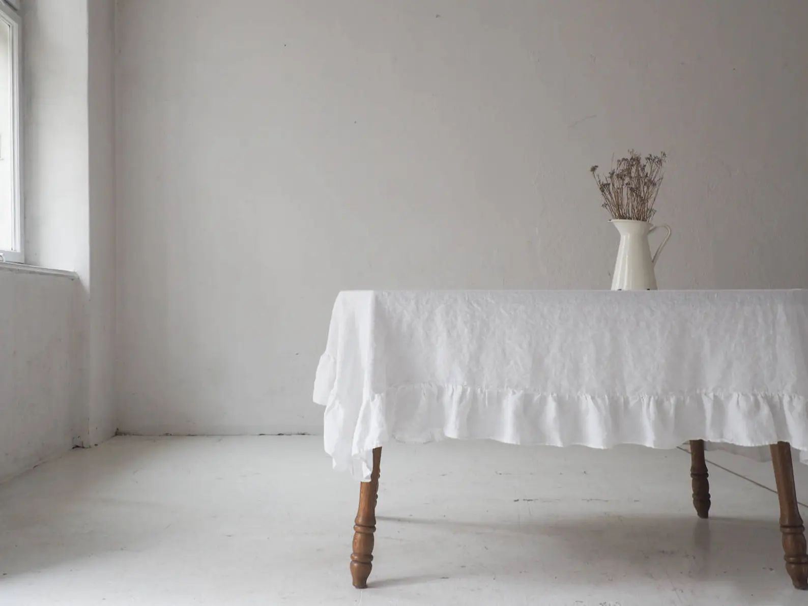 Ruffled linen tablecloth. Custom size | Etsy (US)