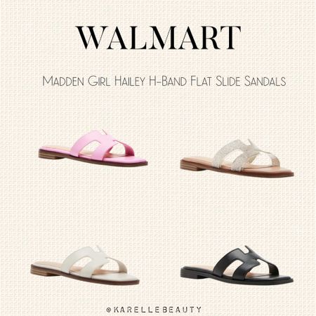 Walmart Madden Girl Hailey H-Band Flat Slide Sandals. 

#LTKFindsUnder50 #LTKShoeCrush #LTKSeasonal