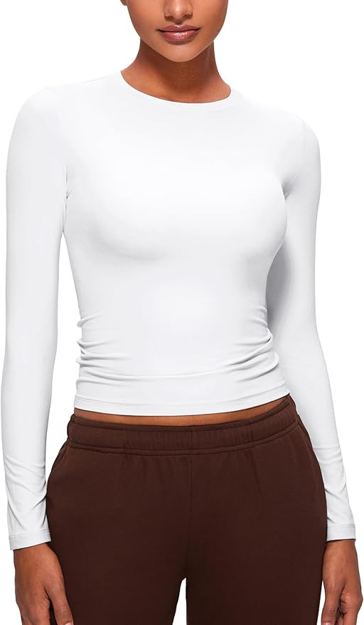 CRZ YOGA Softembrace Long Sleeve Shirts for Women Soft Crew Neck Fall Basic Tight Tops Fitted Cas... | Amazon (US)