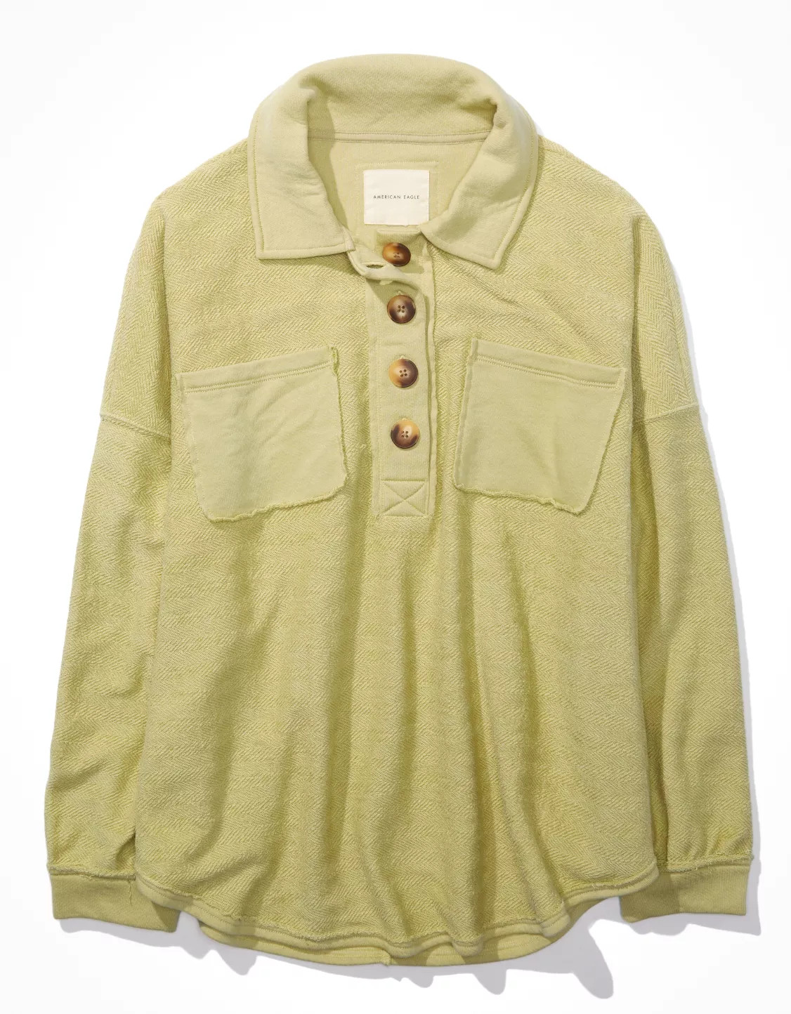 AE Textured Henley Sweatshirt | American Eagle Outfitters (US & CA)