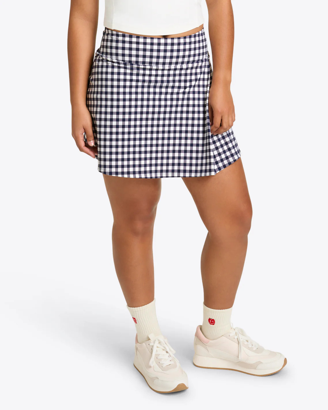 Side Slit Skort in Navy Gingham | Draper James (US)