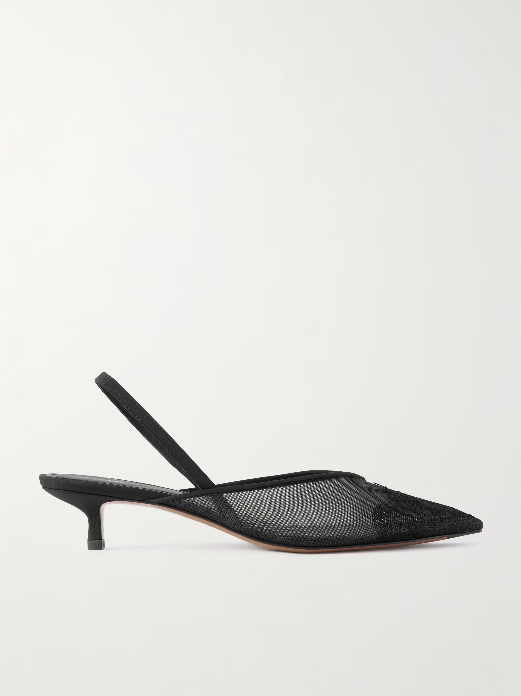 Irena lace and satin-trimmed mesh slingback pumps | NET-A-PORTER (UK & EU)