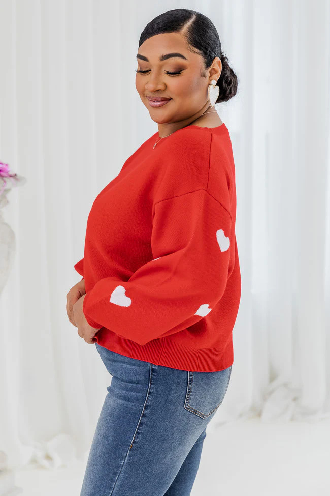 Like A Love Song Red Heart Balloon Sleeve Sweater FINAL SALE | Pink Lily