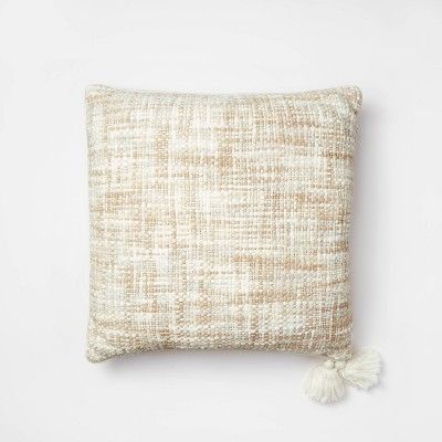 Oversized Woven Square Throw Pillow with Tassels Cream - Threshold™ designed with Studio McGee | Target