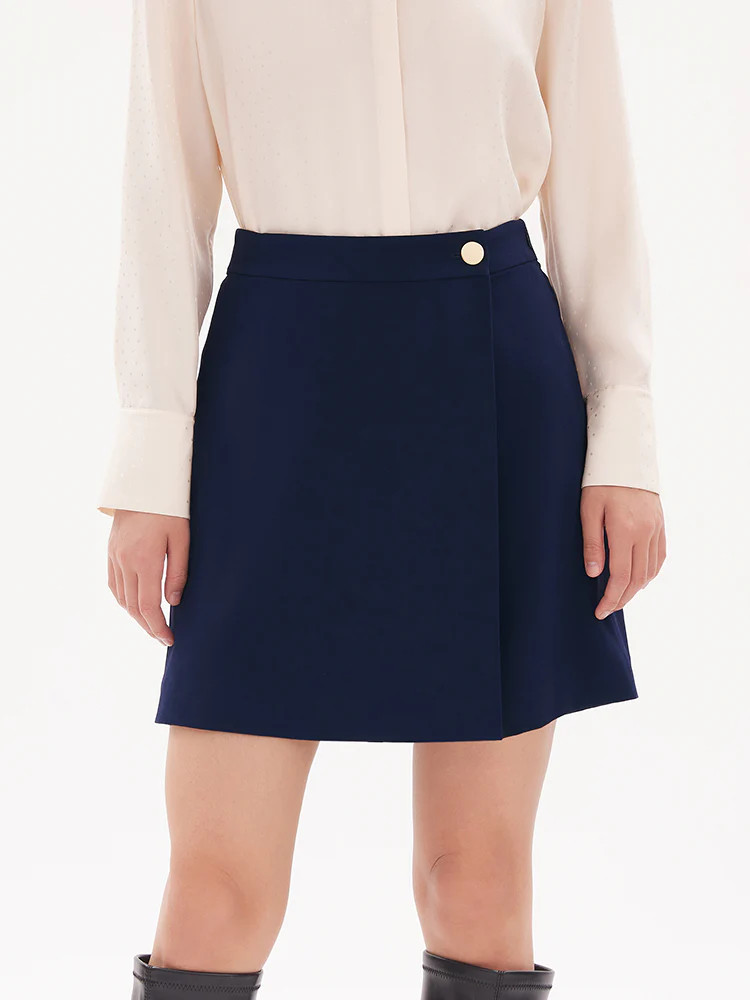 Navy Triacetate A-Line Skort | GoeliaGlobal