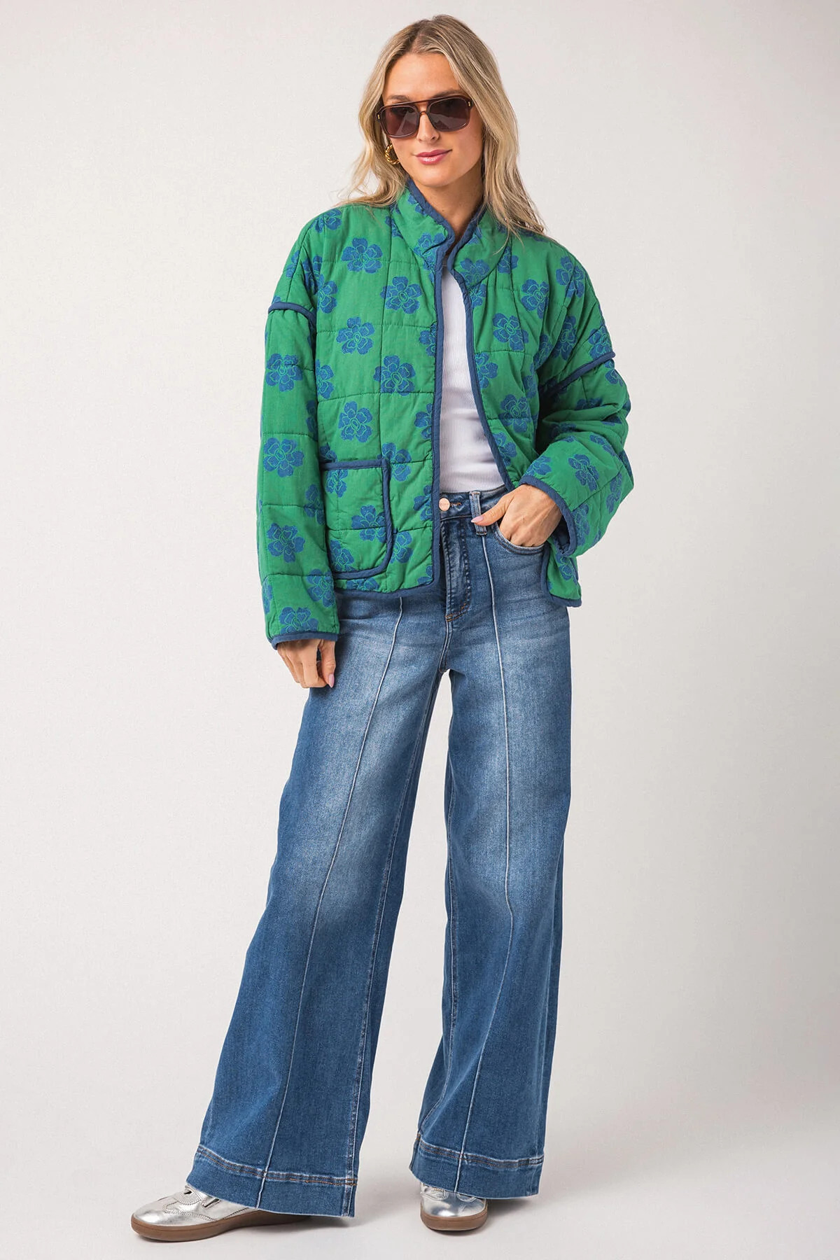 Risen Dani High Rise Front Pintuck Ankle Wide Leg Jeans | Social Threads