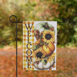 Pumpkins and Sunflowers Welcome Fall Harvest Outdoor Garden Flag - 18" x 12.5 | Christmas Central