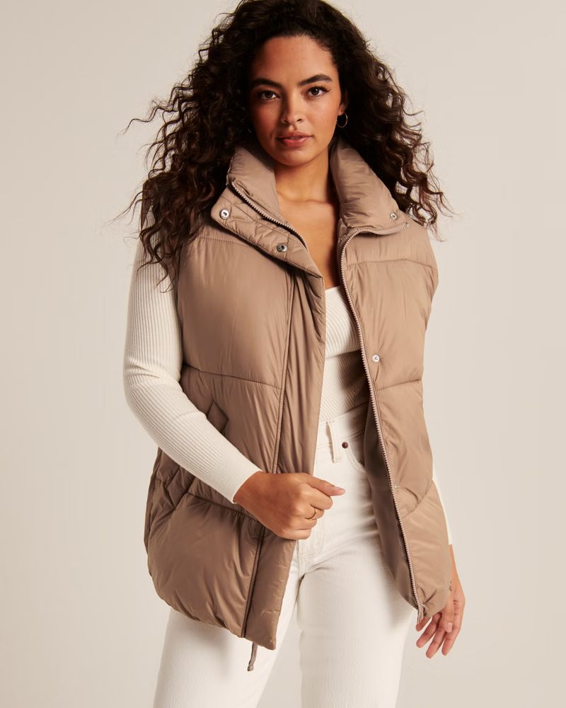 Women's Oversized Quilted Puffer Vest | Women's Clearance | Abercrombie.com | Abercrombie & Fitch (US)