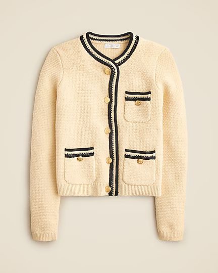 Contrast-trim cardigan sweater | J. Crew US