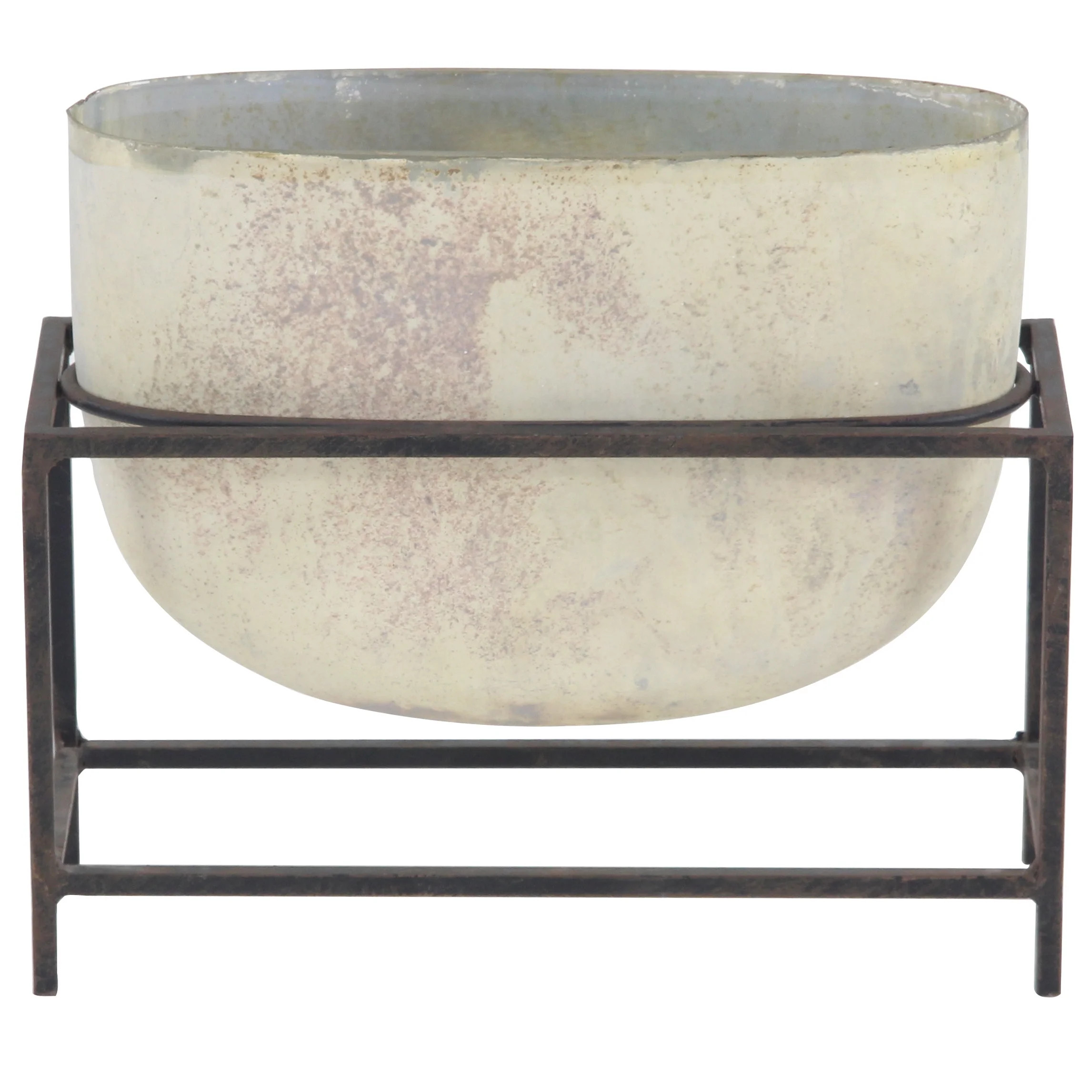 DecMode 11" Cream Glass Vase with Metal Stand - Walmart.com | Walmart (US)