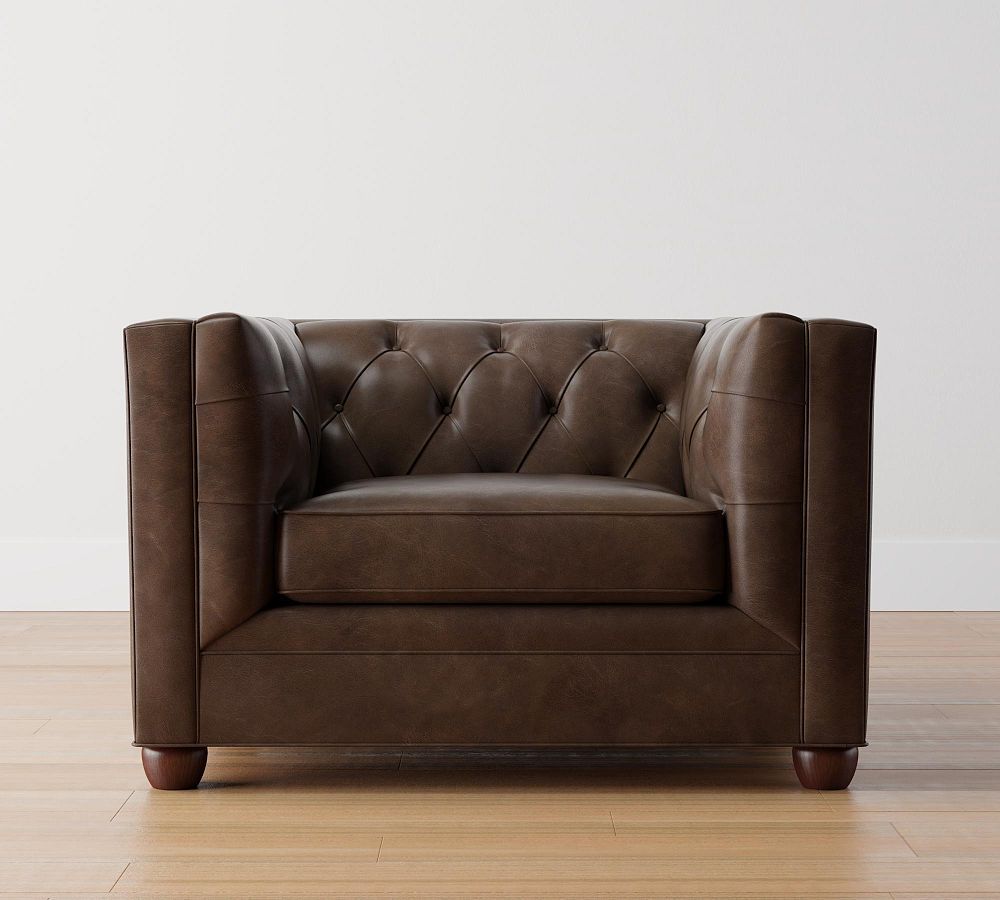 Chesterfield Square Arm Leather Chair | Pottery Barn (US)