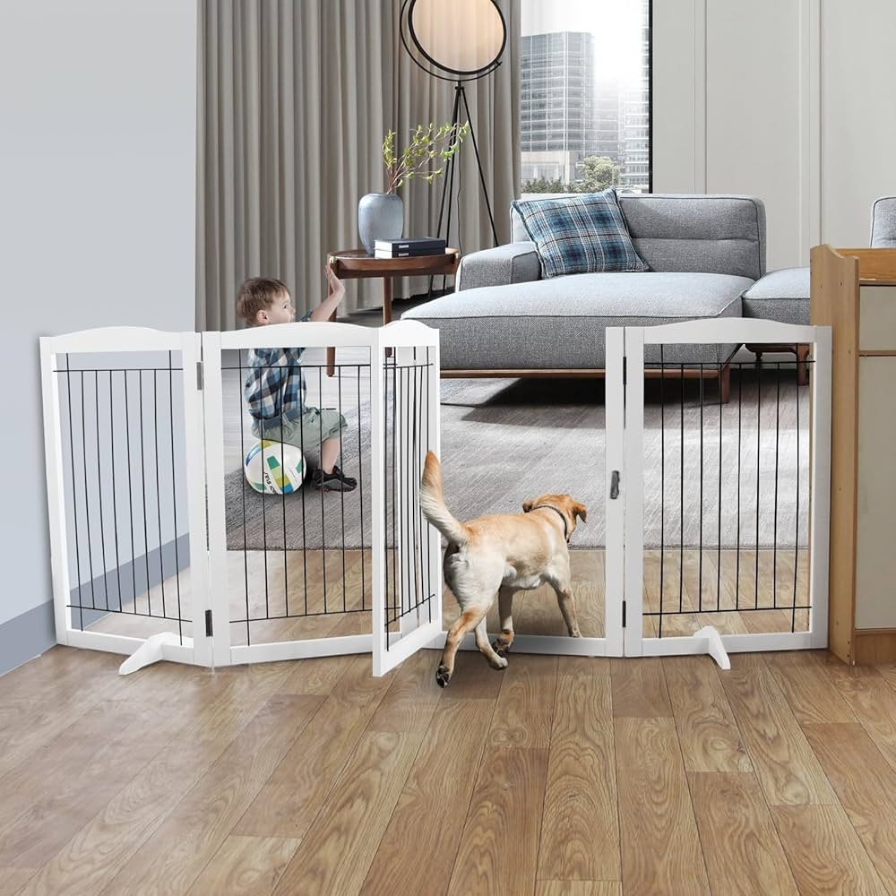 ZJSF Free Standing Panel Dog Gate with Door for Indoor,Doorways,House,Hallways,or Stairs - Freest... | Amazon (US)