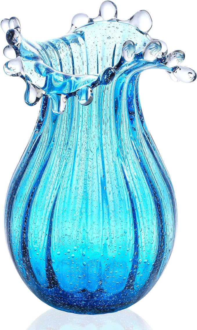 8inch Blown Glass Bubble Vase Collection Modern Art Flower Vase Decoration for Home Decor Living ... | Amazon (US)