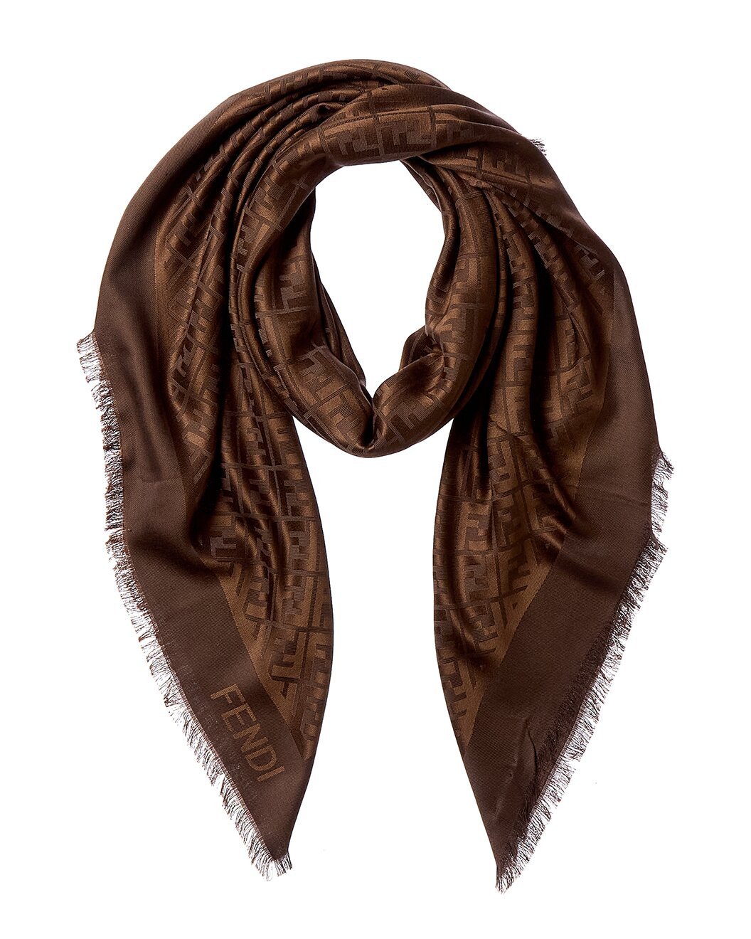 FF Motif Wool & Silk-Blend Scarf | Rue La La