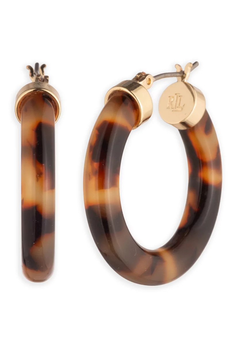 Gold Tone Brown 30MM Hoop Earrings | Belk