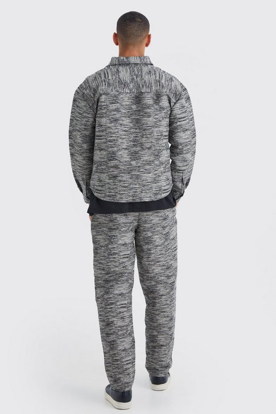 Elasticated Waist Straight Marble Jacquard Cargo Pants | boohooMAN (US & Canada)