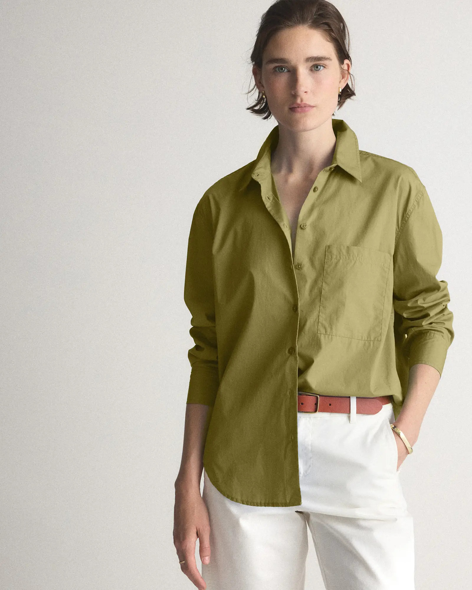 100% Organic Cotton Poplin Long Sleeve Boyfriend Shirt | Quince