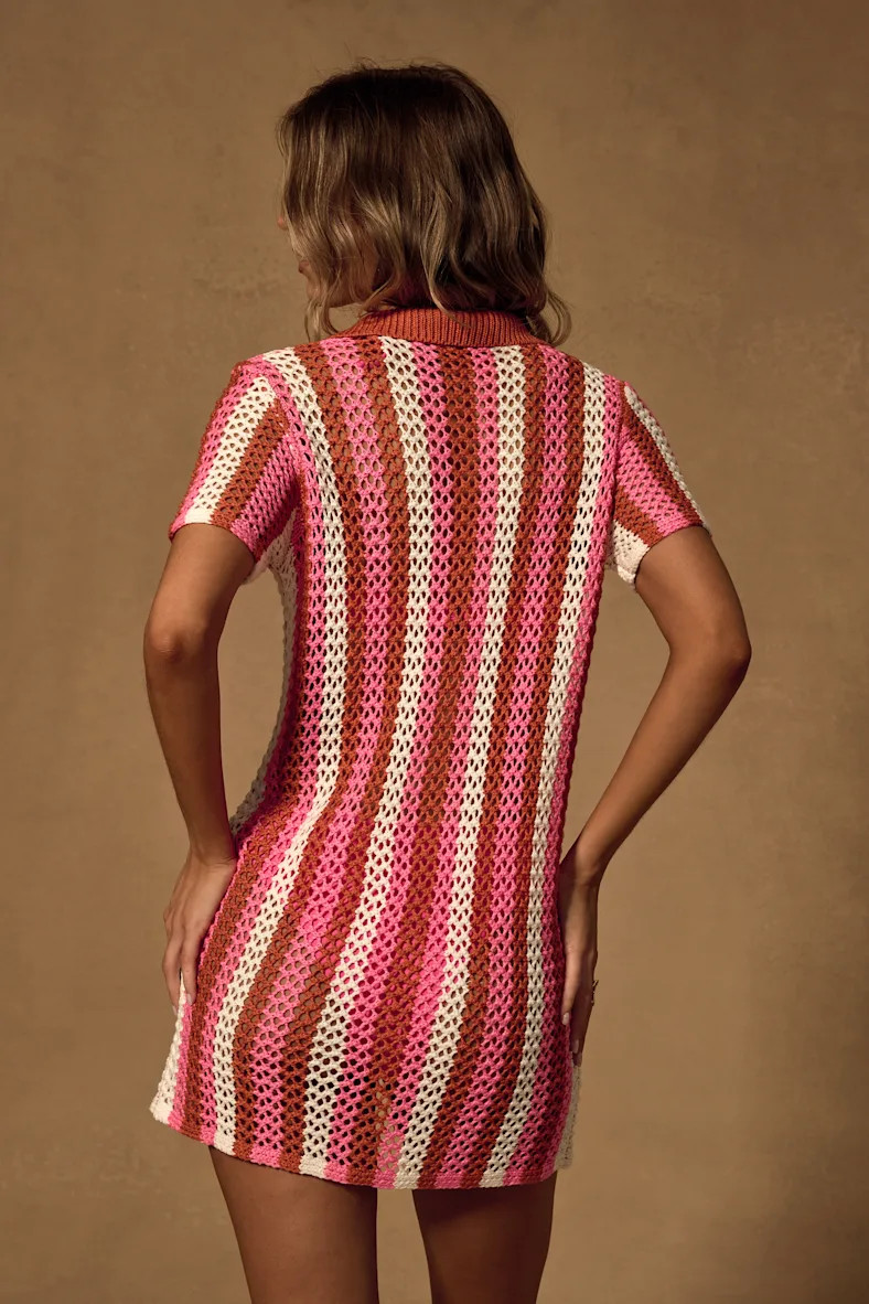 Skylar Pink Multi Striped Crochet Swim Cover-Up | Lulus