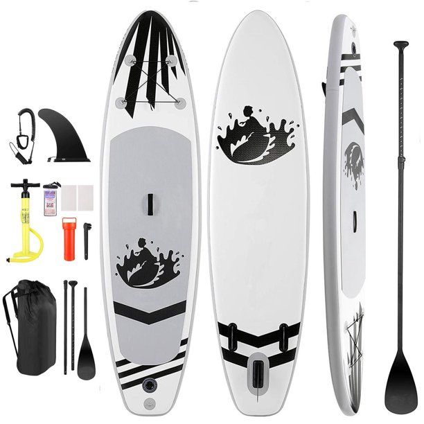10'6" Inflatable Stand Up Paddle Board SUP w/ 3 Fins, Adjustable Paddle, Pump & Carrying Backpack | Walmart (US)