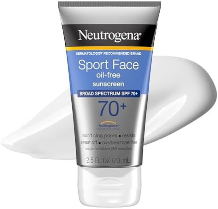 Neutrogena, Sport Face Sunscreen SPF 70+, Oil-Free, Sweat and Water-Resistant, Broad-Spectrum UVA... | Amazon (US)