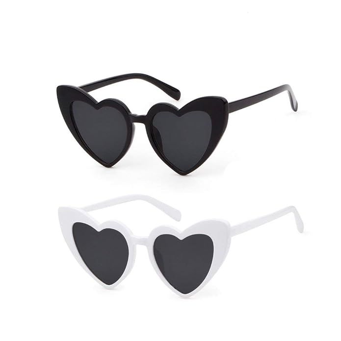 Love Heart Shaped Sunglasses Women Vintage Cat Eye Mod Style Retro Glasses | Amazon (US)