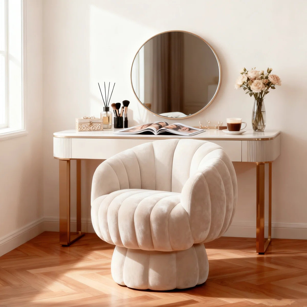 Upholstered Swivel Accent Chair Barrel Chair with Pillow | Wayfair North America