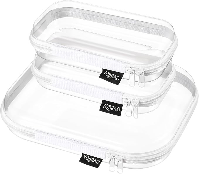 3 Pack Clear Hard Shell Zipper Case,Rigid Protection Diaper Bag Organizer Pouches, TSA Approved T... | Amazon (US)