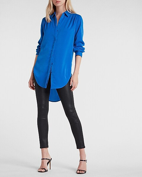 Pleated Shoulder Tunic Shirt | Express